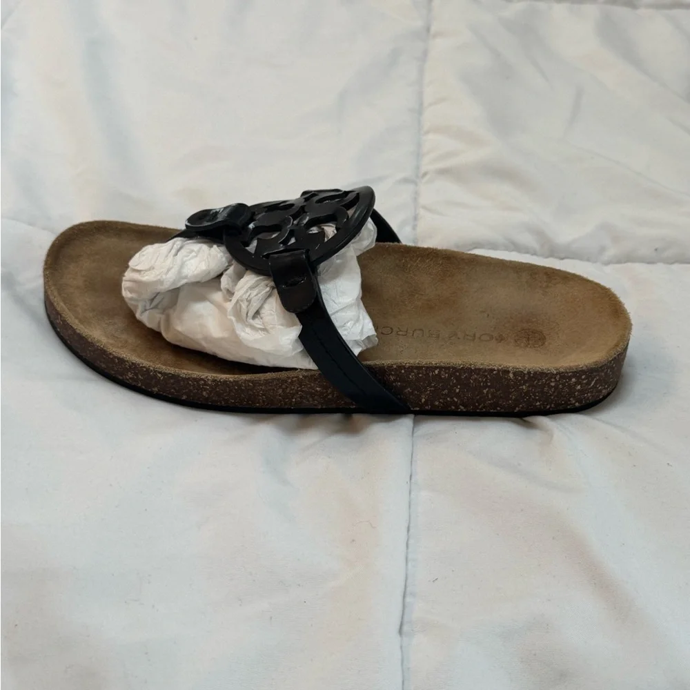 Tory Burch Black and Brown Sandals with Cork Footbed - Picture 3 of 6